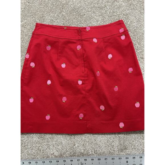 Lilly Pulitzer Vintage Apple Embroidered Red Mini Skirt Size 2 Back To School - Picture 6 of 8